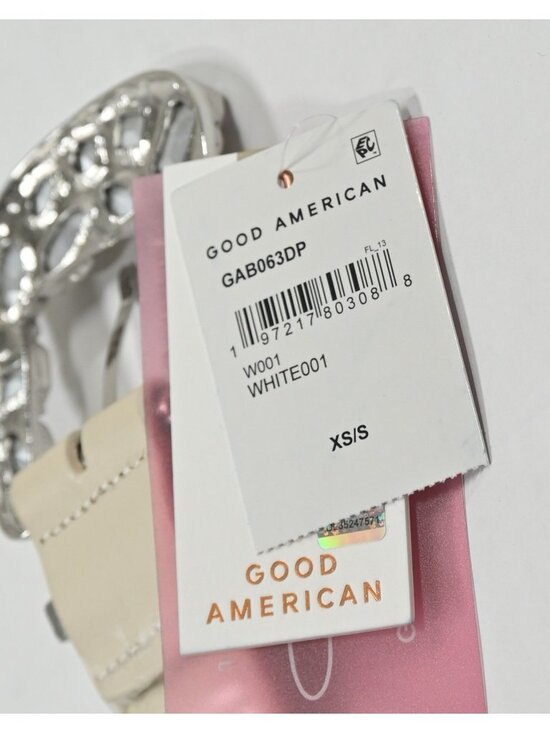 Good American x Dolly Classic Crystal Leather Belt in White001 main image 4